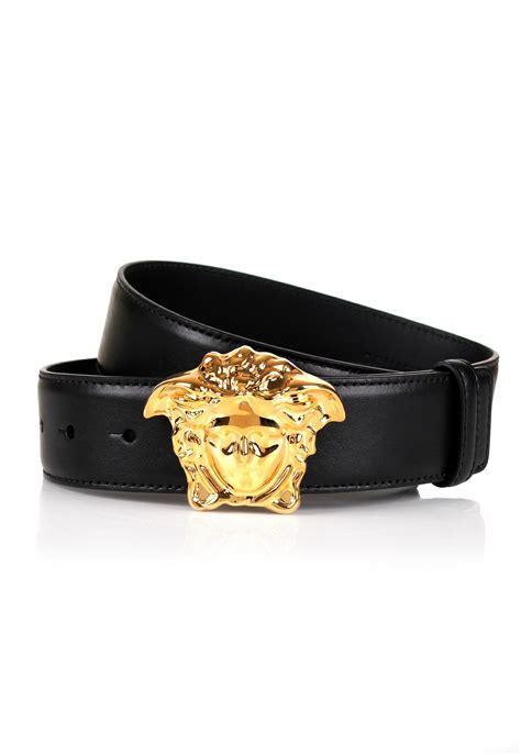 versace palazzo belt with medusa buckle black gold|Versace belt outlet.